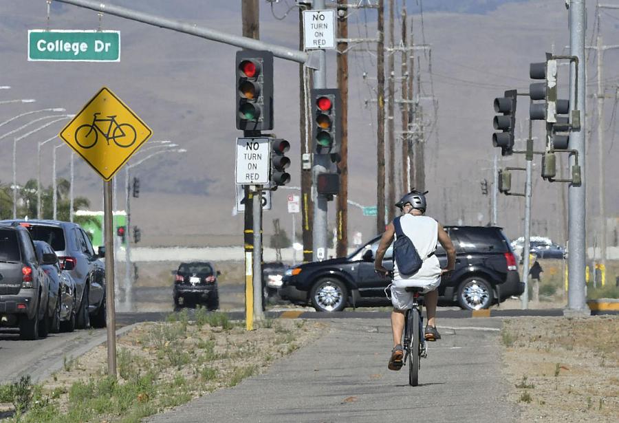 A cyclist in Santa Maria. 